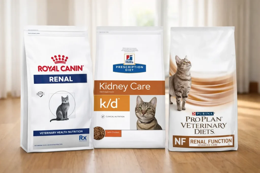 Royal Canin and Hills prescription renal cat food brands UK